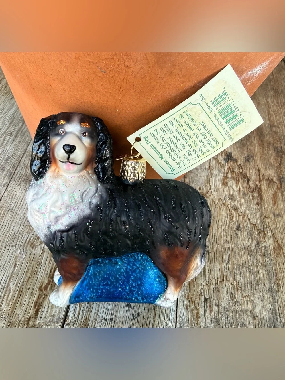 Old World Hand Blown Glass Christmas Ornament Bernese Mountain Dog